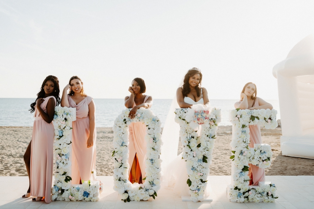 Coral residence bridesmaids